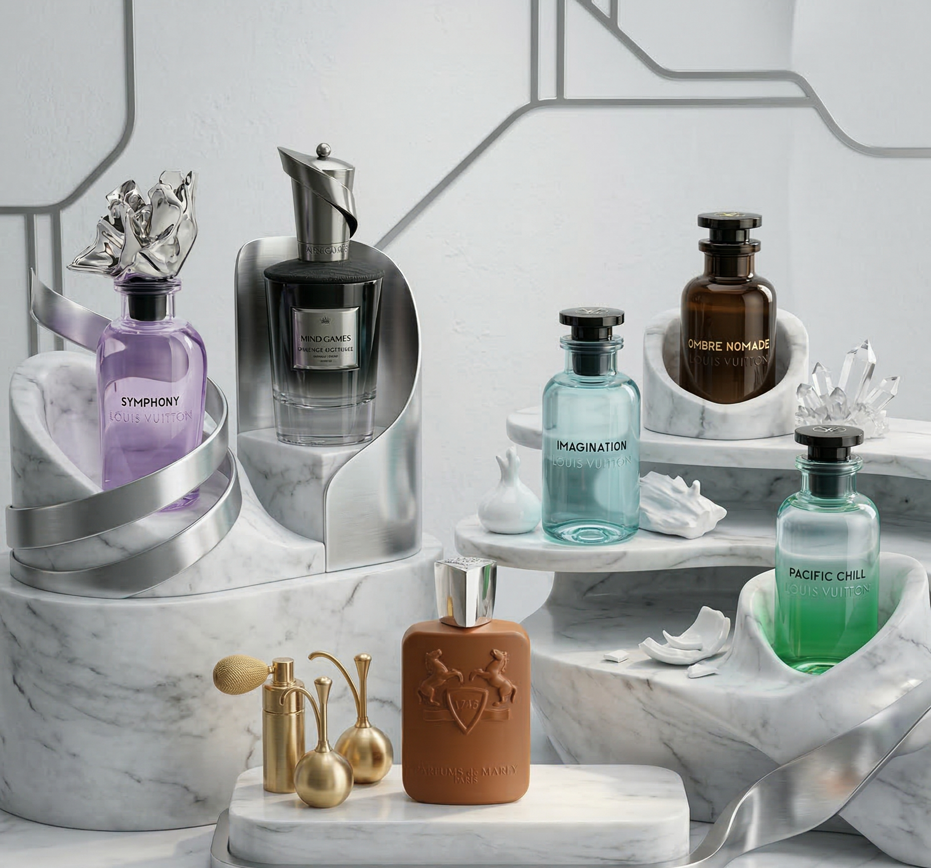 The Elite Collection — luxury fragrance decants on marble